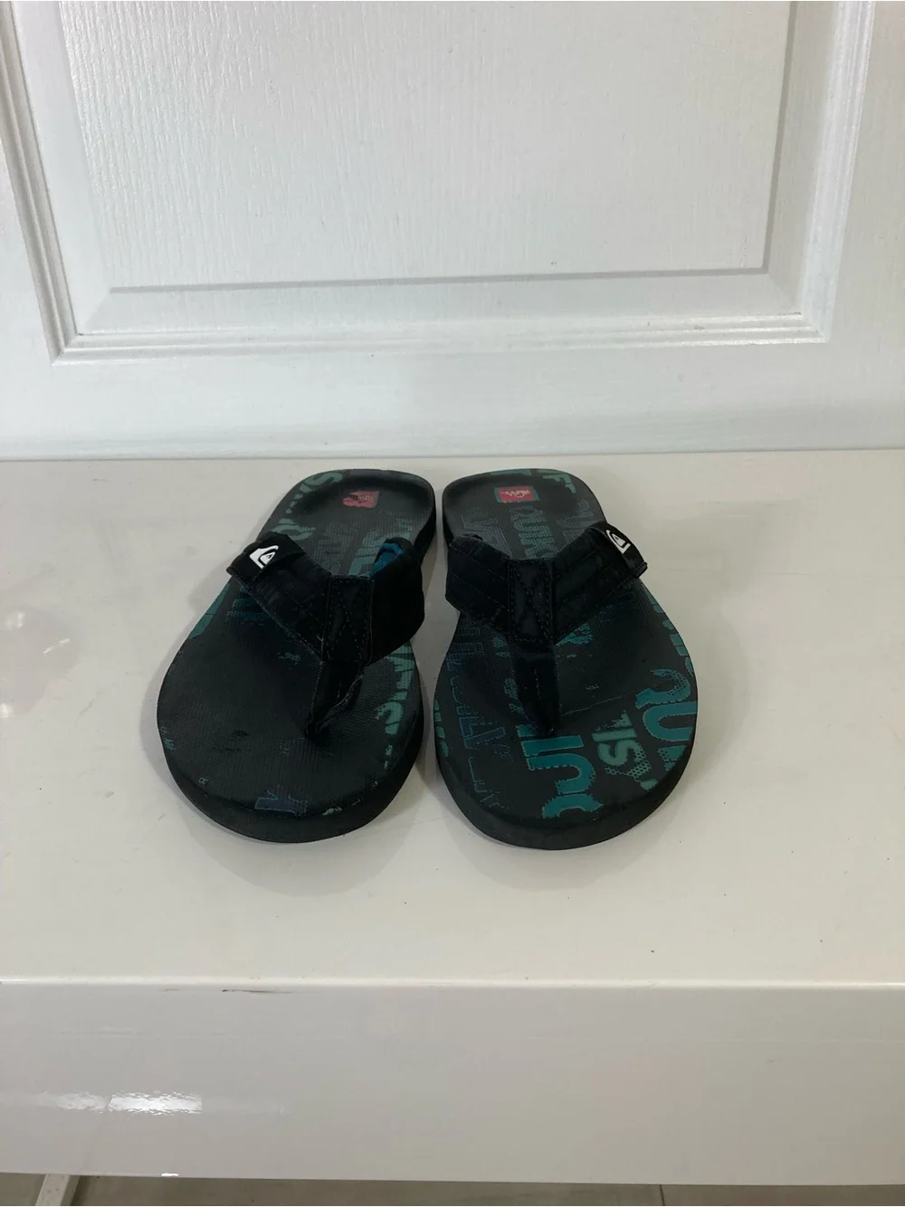 QUIKSILVER Sandals Men 10 Blue Logo Thong